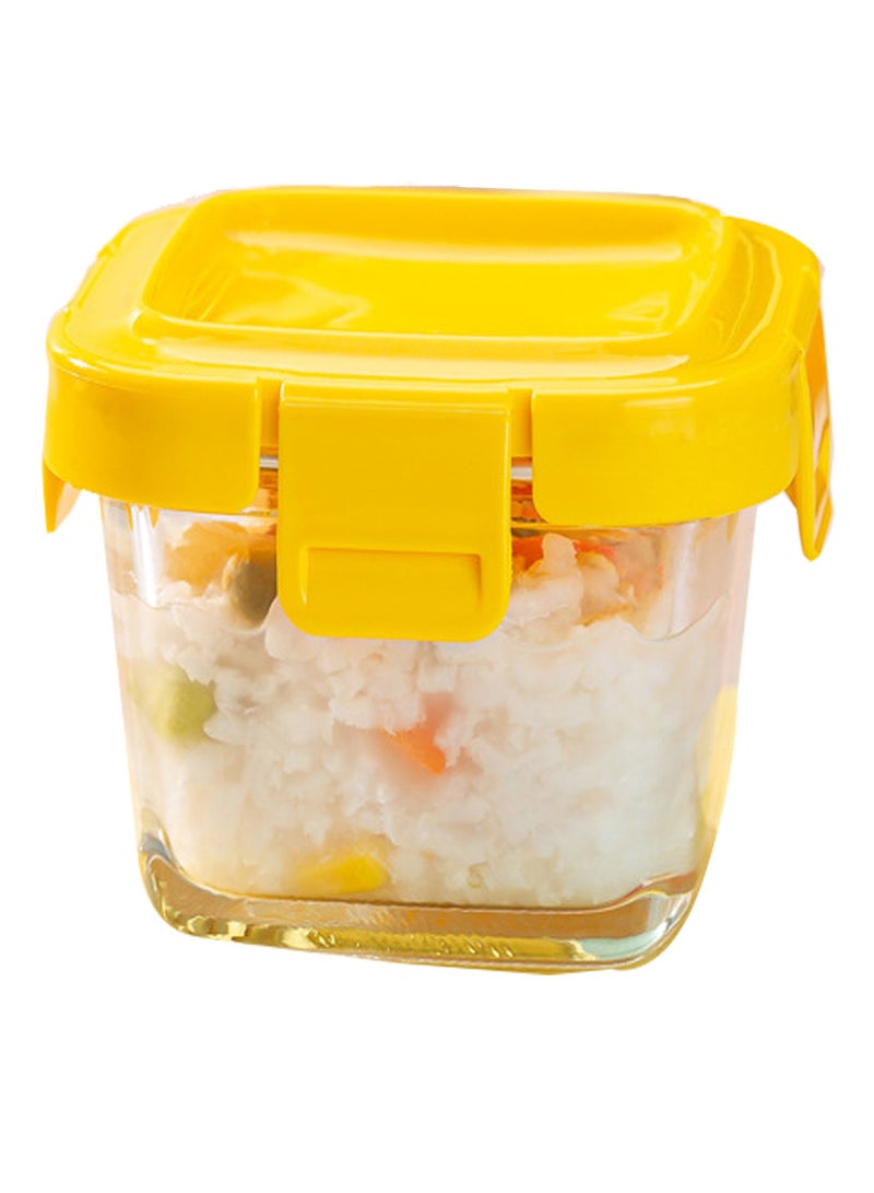 Vermaney Baby Blocks Tot Freezer Storage Containers, Sealed Glass Food Storage Box, Baby Food Storage Box, Microwave Oven Oven Available (Sunshine Orange Square) - Image 1