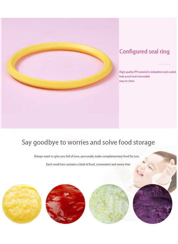 Vermaney Baby Blocks Tot Freezer Storage Containers, Sealed Glass Food Storage Box, Baby Food Storage Box, Microwave Oven Oven Available (Sunshine Orange Square) - Image 3