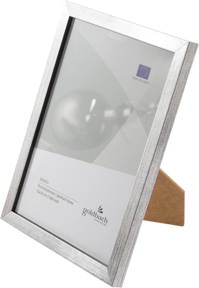goldbuch Skandi Picture Frame, 15 x 20 cm, Single Frame Made of Real Wood, Portrait Frame for Standing, Wooden Frame with Wall Mount, Photo Frame, Silver Frame - Image 2