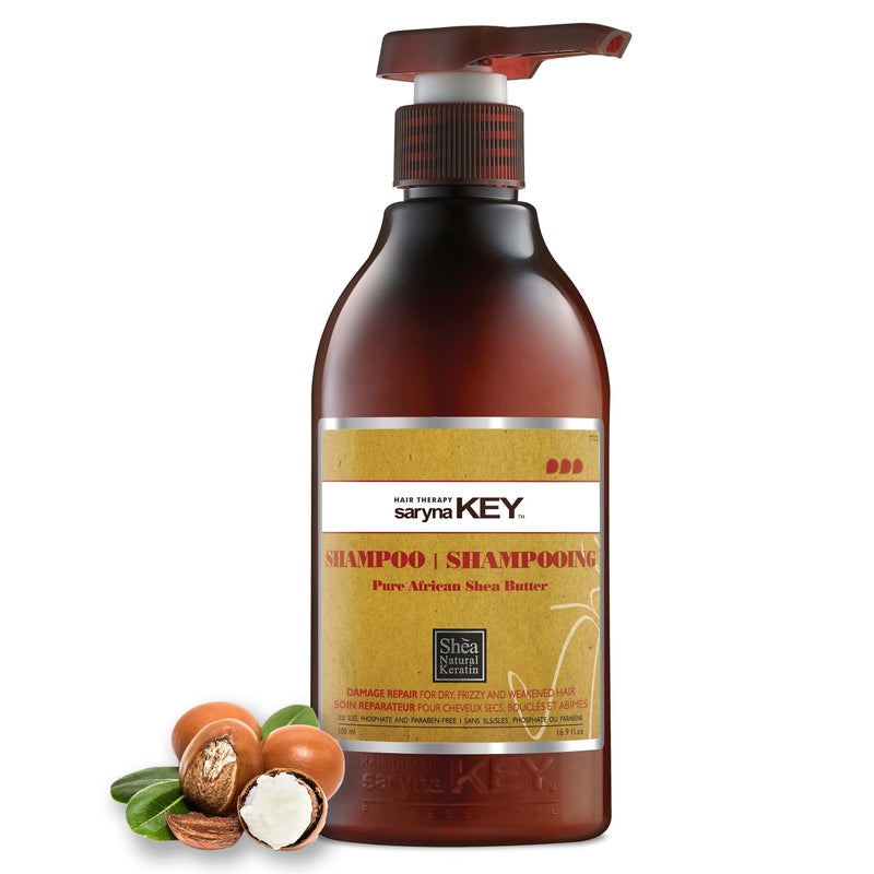 Saryna Key Shampoo for Damaged Hair with Pure African Shea Butter - Moisturizing Shampoo for Dry Damaged Hair - Professional Keratin Treatment - Sulfate Free, No Parabens, Cruelty Free (500ml/16.9oz) - Image 1
