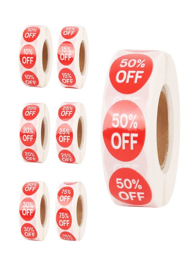 Muka 500 PCS 0.75 Inch Percent Off Stickers Waterproof Permanent Self-Adhesive Discount Stickers/Red - Image 2