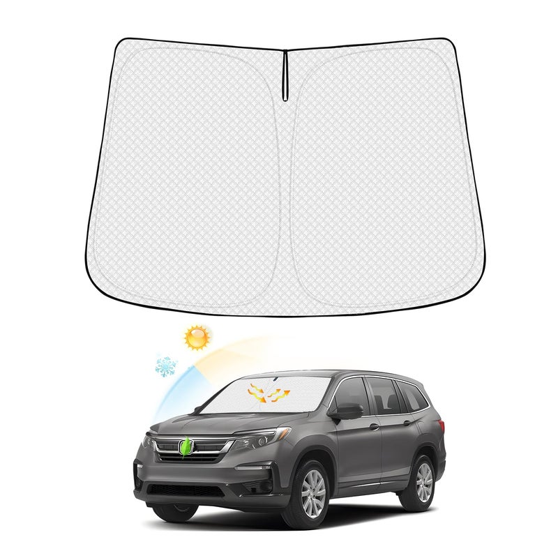 Canvcle Compatible with Windshield Sun Shade Honda Pilot 2016-2023 Thicken 4-Layer Sun Visor UV Rays and Sun Heat Protection Keep Vehicle Cool with Storage Pouch
