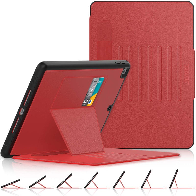 SEYMAC stock Case for iPad 9th8th7th Generation 102 Strong Magnetic Auto Sleep Shockproof Case with Absorbing MultiAngles Stand Pen Holder Card Slot Red