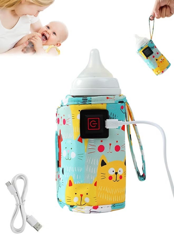 Risen Portable Bottle Warmer, Adjustable 3 Temperature USB Travel Milk Heat Keeper Baby Bottle Heater, Yellow - Image 1