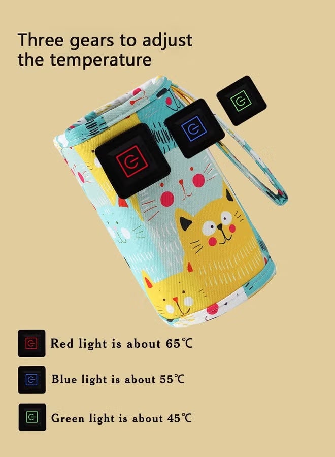 Risen Portable Bottle Warmer, Adjustable 3 Temperature USB Travel Milk Heat Keeper Baby Bottle Heater, Yellow - Image 2