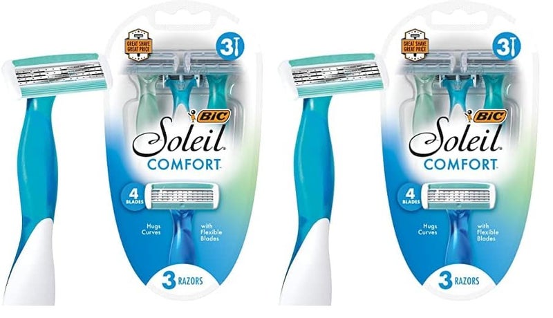 BIC Soleil Comfort 4Blade Disposable Razors for Women Sensitive Skin Razor for a Smooth and Close Shave 3 Piece Razor Set Pack of 2