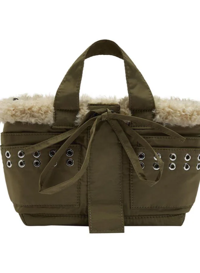 PARFOIS Tote Bag Of Nylon With Edge Fur Effect
