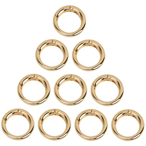Seimneire 10 Pcs 0.8 Inch / 19mm Mini Gold Key Ring Carabiner, Spring O Ring Small Round Clip Metal Carabiner, Small Purse Holder Clip Wallet Ring Heavy Duty Carabiner Clips for Bag Craft - Image 2