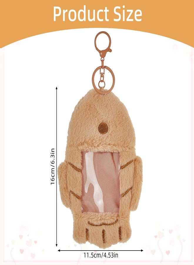 NICENEEDED Plush Photocard Holder Fish Waffle Snack Soft Plush Photocard Holder Cover Protective Case Card Sleeve Pendant Display Keychain for Bus Card Credit - Image 2