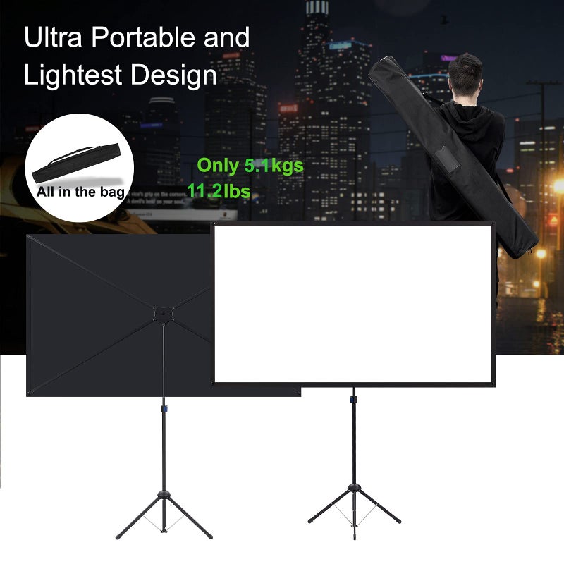 excelimage Projector Screen with Stand, 100 Inch Outdoor Projection Screen 16:9 and Tripod Stand, Portable Projector Screen, 1.2 Gain, Lightweight and Compact, Easy Setup, Idea for Home Cinema, Backyard Party. - Image 4