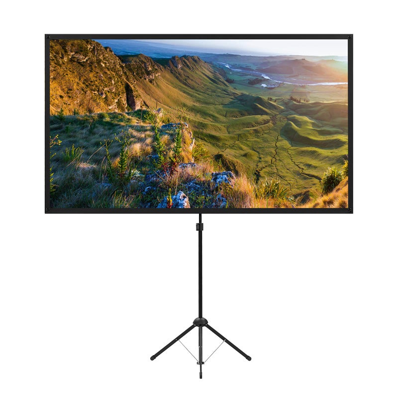 excelimage Projector Screen with Stand, 100 Inch Outdoor Projection Screen 16:9 and Tripod Stand, Portable Projector Screen, 1.2 Gain, Lightweight and Compact, Easy Setup, Idea for Home Cinema, Backyard Party. - Image 1