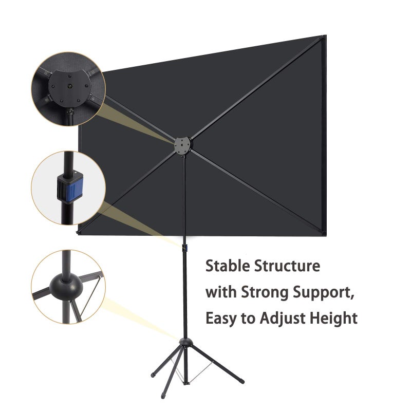 excelimage Projector Screen with Stand, 100 Inch Outdoor Projection Screen 16:9 and Tripod Stand, Portable Projector Screen, 1.2 Gain, Lightweight and Compact, Easy Setup, Idea for Home Cinema, Backyard Party. - Image 3