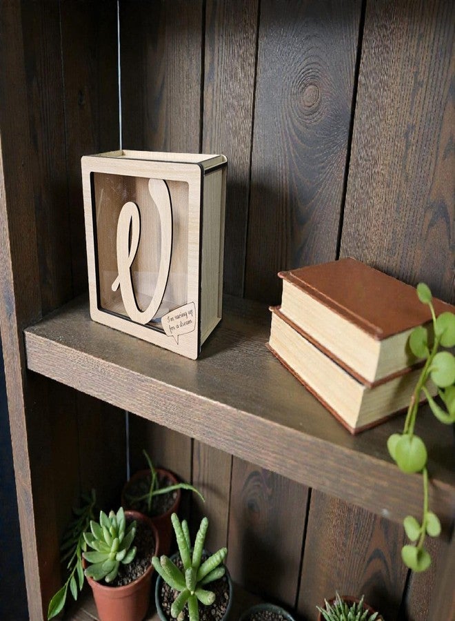 LACUM® Letter Piggy Bank - Custom Wooden Money Bank for Kids & Adults - Sunmica Coated Engineering Wood with Transparent Acrylic Front - Unique Gifts (Letter V) - Image 3