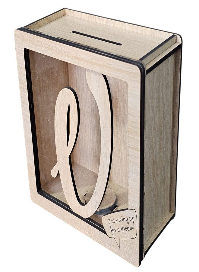 LACUM® Letter Piggy Bank - Custom Wooden Money Bank for Kids & Adults - Sunmica Coated Engineering Wood with Transparent Acrylic Front - Unique Gifts (Letter V) - Image 1