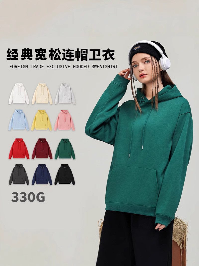 Heavy 330G7A Antibacterial Imitation Cotton Hooded Sweater Men'S Solid Color Simple All-Match Men'S And Women'S Hoodie - Image 2