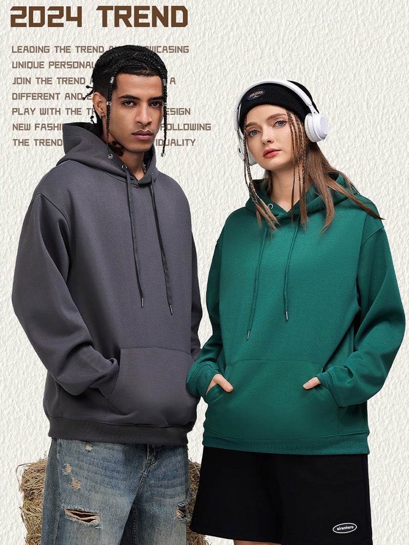 Heavy 330G7A Antibacterial Imitation Cotton Hooded Sweater Men'S Solid Color Simple All-Match Men'S And Women'S Hoodie - Image 4