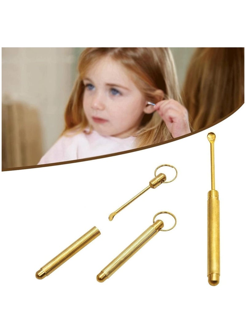 Generic Ear Wax Removal Tool Portable Ear Pick Folding Type Copper Ear-Pick Cleaner Ear Spoon Ear Clean Tool Attached Key Ring Mini Tool Supplies - 1pc - Image 2