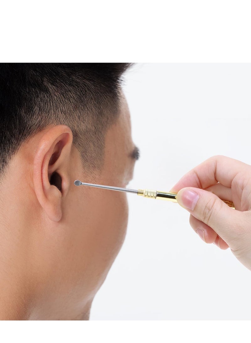 Generic Ear Wax Removal Tool Portable Ear Pick Folding Type Copper Ear-Pick Cleaner Ear Spoon Ear Clean Tool Attached Key Ring Mini Tool Supplies - 1pc - Image 4