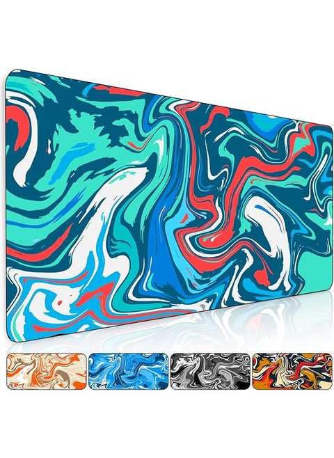 【5 Colors 3 Sizes】 3Mm Thickness Fluid Pattern Gaming Mouse Pad Extended Big Mouse Pad Large Desk Pad Long Computer Keyboard Mouse Mat Mousepad Office Desk Accessories Gifts 39.5" L*16.8" W