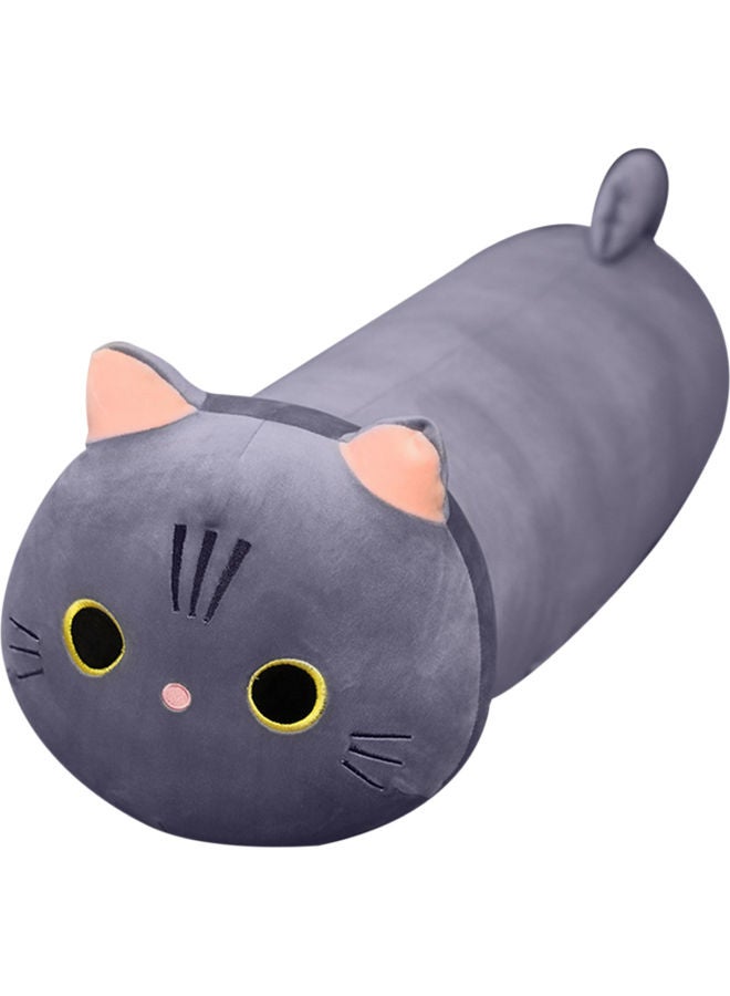 إسكدنيا وسادة أريكة مخملية ناعمة على شكل قطة لطيفة قابلة للاحتضان قطن رمادي 25.00x4.00x15.00سم - Image 1