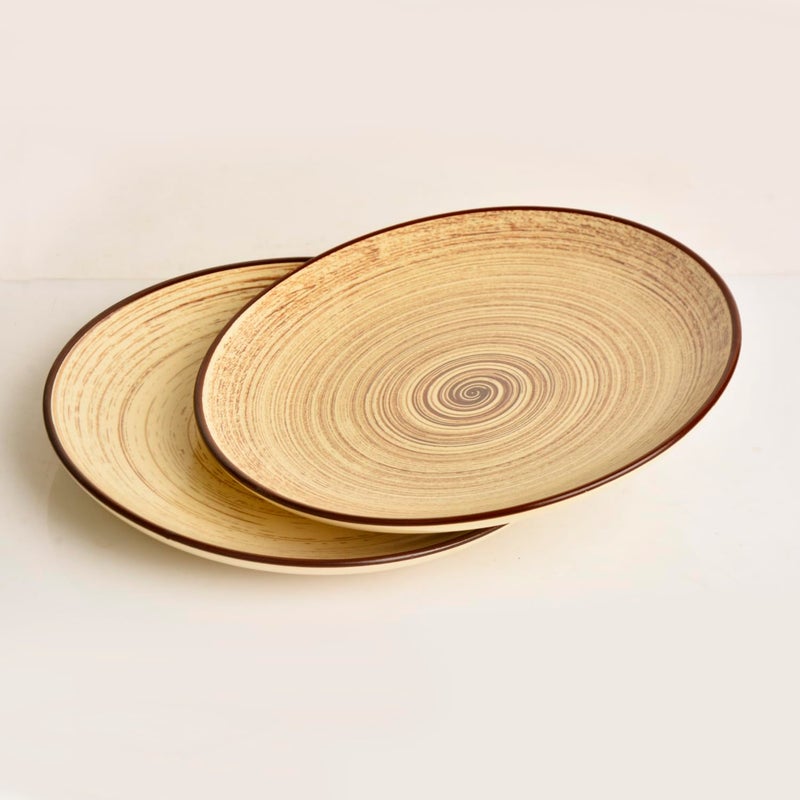 StyleMyWay Hand Glazed Earthy Swirl Ceramic Quarter Plates (7 inches, Set of 2, Brown) | Dishwasher Safe Small Side Plates | Microwave Safe Snack Plates for Party - Image 3