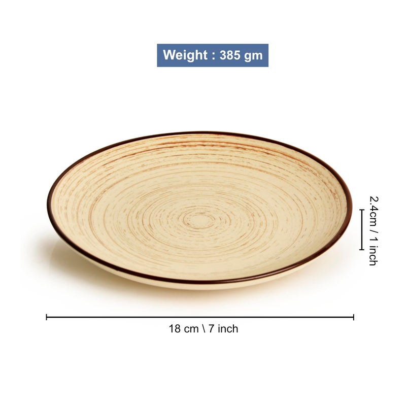 StyleMyWay Hand Glazed Earthy Swirl Ceramic Quarter Plates (7 inches, Set of 2, Brown) | Dishwasher Safe Small Side Plates | Microwave Safe Snack Plates for Party - Image 5