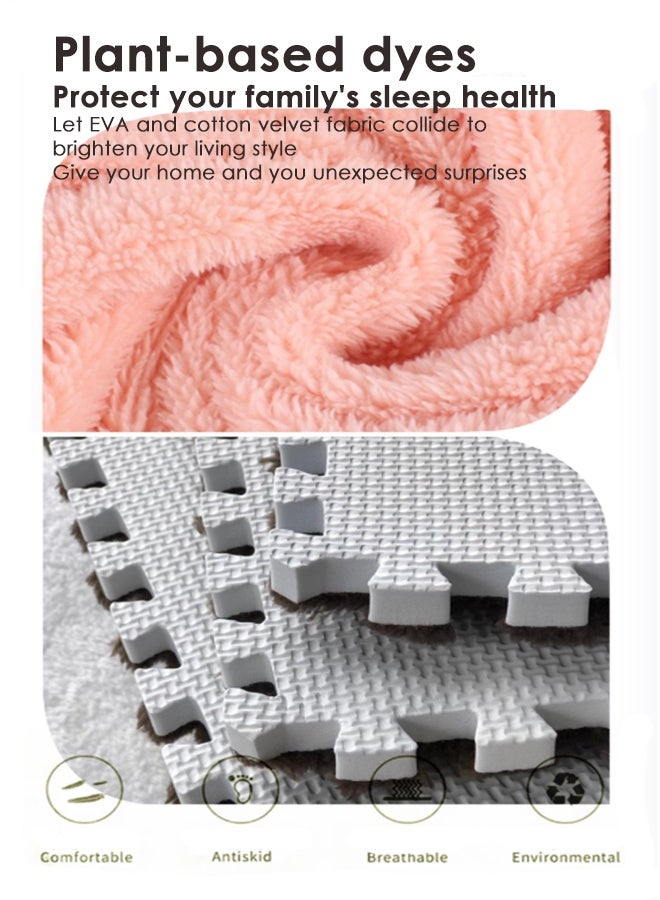 Reelyo 18 Pcs Interlocking Foam Mats Fluffy Carpet Tiles Plush Area Rug Interlocking Floor Tiles Soft Baby Playmat Puzzle Floor Mat - Image 4