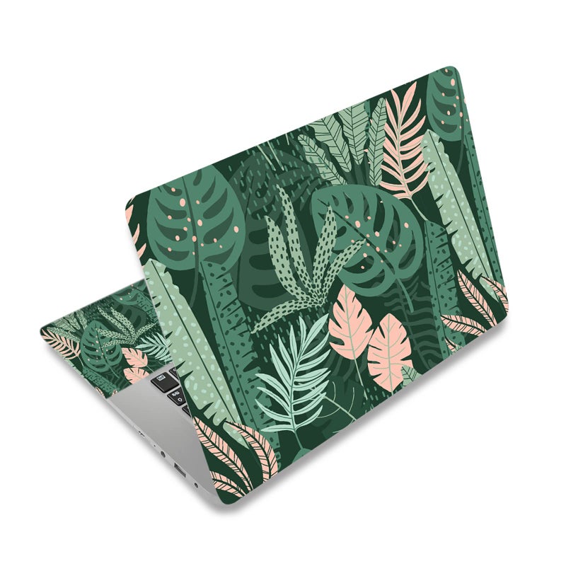 AIMSA Laptop Skin Sticker Decal 12 13 133 14 15 154 156 inch Laptop Art Decal Protector Notebook Netbook PC 156 Universal Vinyl Cover Pink Green Leaves