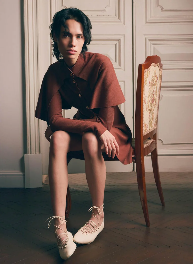 Lichi  Mini dress with a cape and matching belt for Women | Best Price UAE