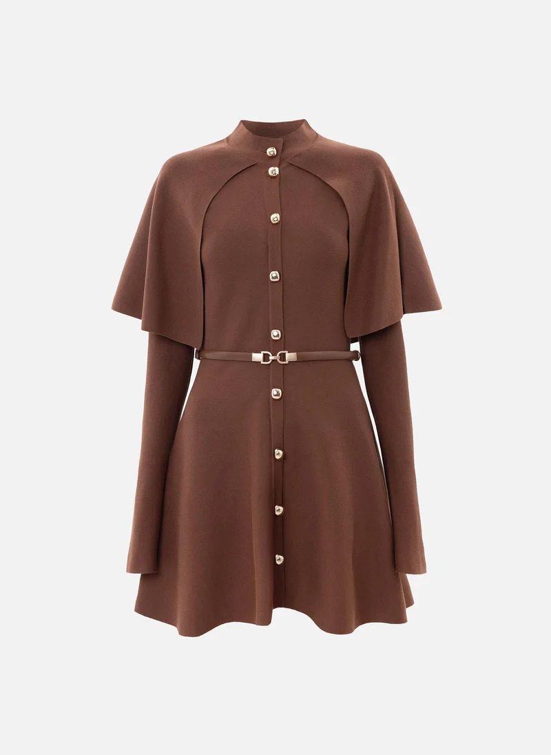 Lichi Mini dress with a cape and matching belt