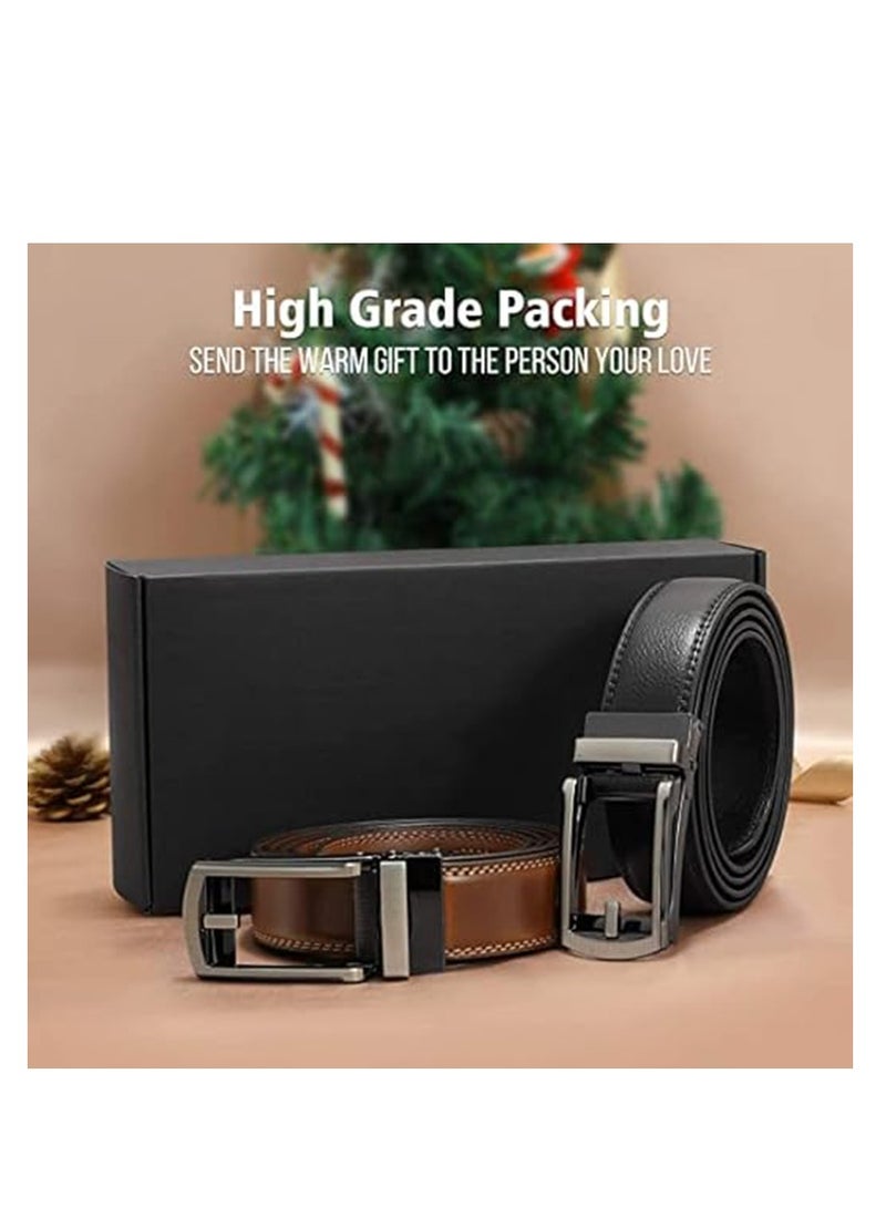 2 Pack Belt Men, 3cm Leather Ratchet Dress Belt for Men Dress Pants Oxfords, Perfect Fit Waist Size 60-120 cm with Automatic Buckle - Image 5