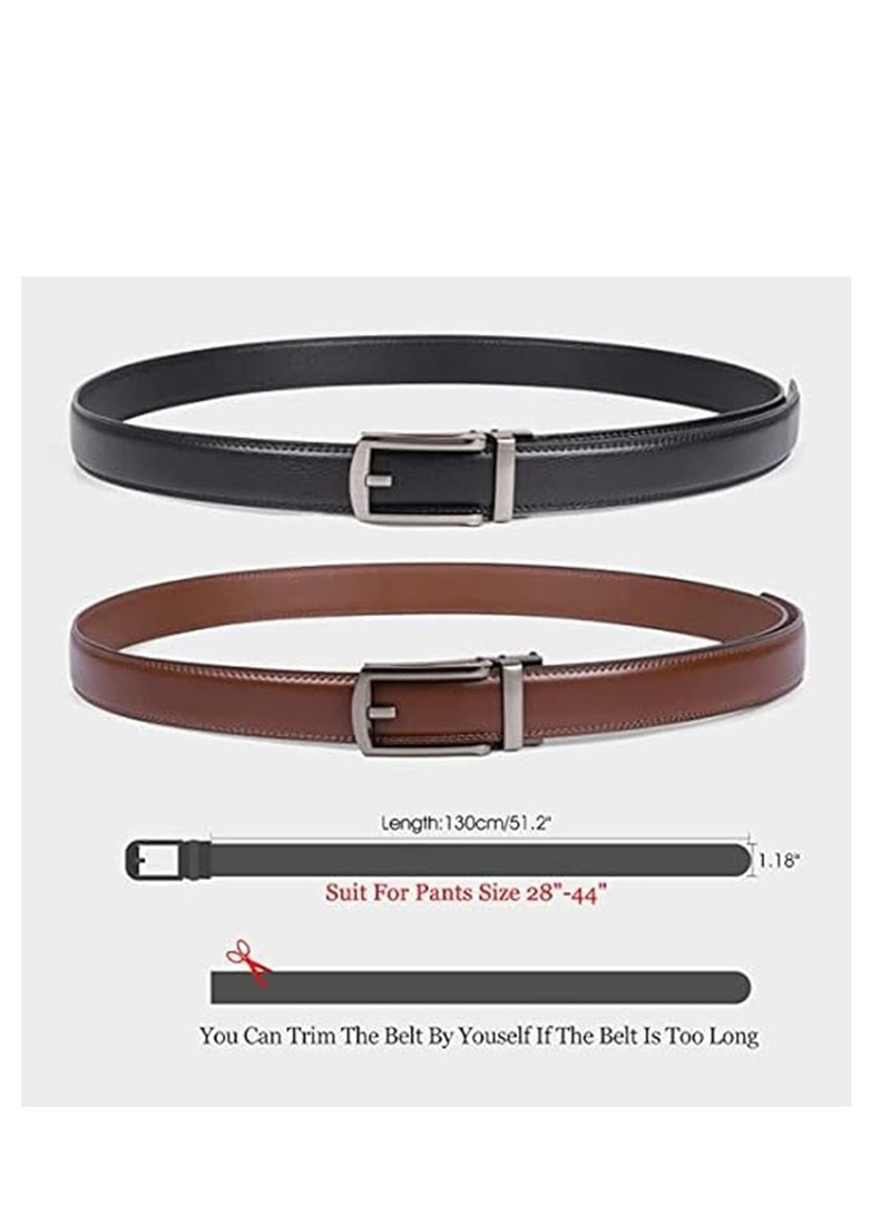 2 Pack Belt Men, 3cm Leather Ratchet Dress Belt for Men Dress Pants Oxfords, Perfect Fit Waist Size 60-120 cm with Automatic Buckle - Image 4
