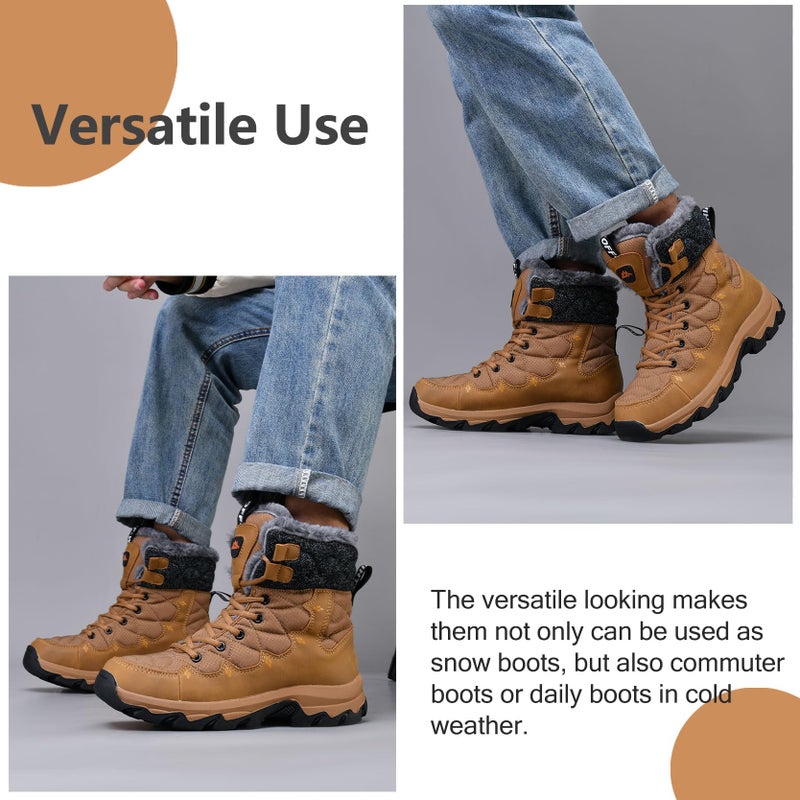 TRAILBLITZ Men's Winter Snow Boots Water Resistant Non Slip Warm Outdoor Lightweight Comfortable Durable 7.1 IN Height Hiking Shoes (9 Men, Khaki) - Image 2