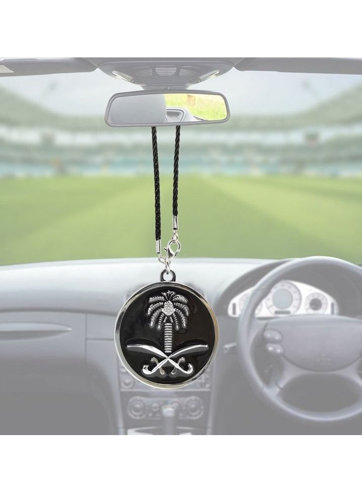 سعودي المملكة العربية السعودية الوطنية شعار شعار سيارة مرآة معلقة قلادة صغيرة سلسلة زخرفة معدنية مع شعار المملكة العربية السعودية قلادة 1 قطعة - Image 2