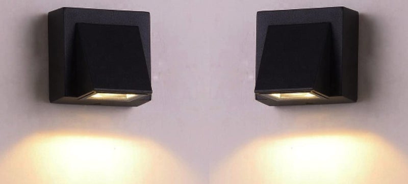 Groeien (Pack of 2) 5 Watt Exterior Wall Mounted Step Up Down Light Fixture Lamp (2)(Aluminium) - Image 1