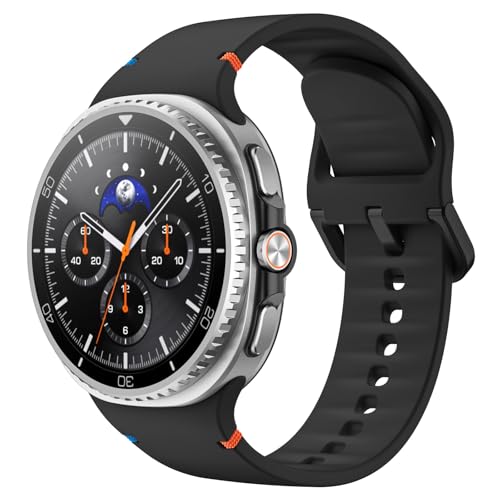 MoKo Sport Band for Samsung Galaxy Watch 8 Band 40mm 44mm/Galaxy Watch 8 Classic 46mm, Soft Silicone Replacement Strap for Men Women, M/L, Black - Image 1