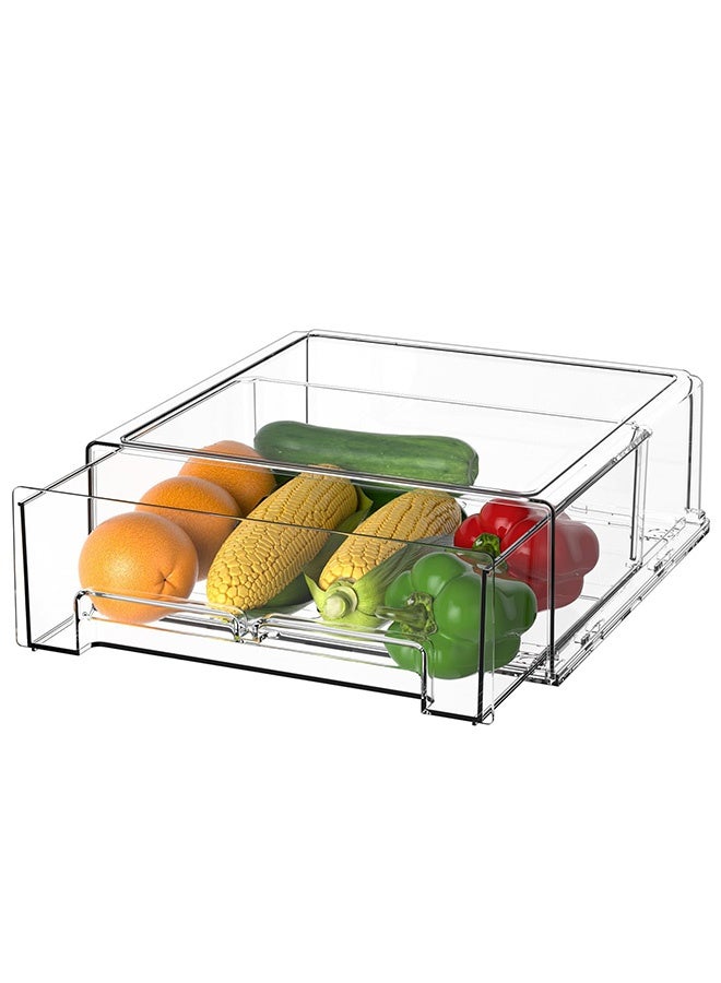 Peachjoy Refrigerator Drawers - Stackable Fridge Organizer Bins Pull Out Drawers, Clear Fruit Storage Containers for Fridge Drawer Organizer, Great for Refrigerator Organizers and Storage  - Image 1