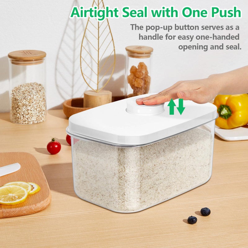 TBMAXS Airtight Flour Container 6.34 QT, Clear PET Plastic Food Storage Container Bin with Pop Up Lids For Rice Flour Sugar, Dry Food Holder for Kitchen Pantry Organization and Storage - Image 2