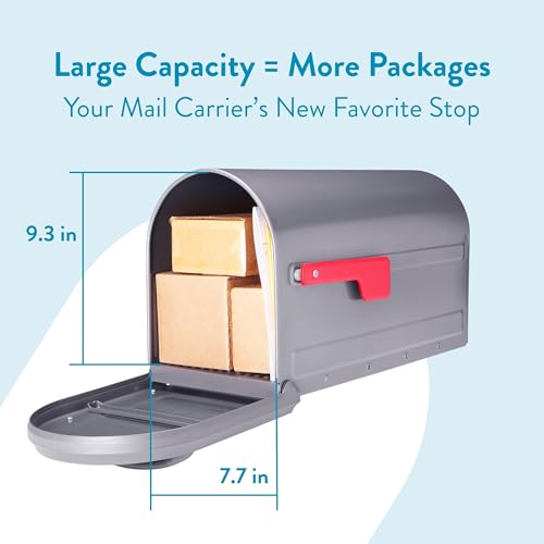Architectural Mailboxes Mapleton™ Heavy Duty Steel Metal Post Mounted Mail Box for Outside, Graphite, Large Curbside Mailbox with Magnetic Latch - Image 3