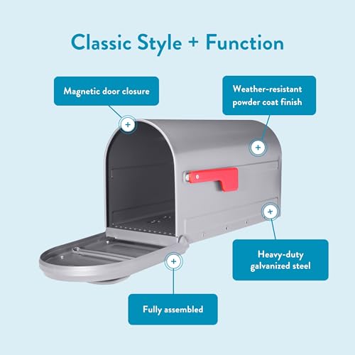 Architectural Mailboxes Mapleton™ Heavy Duty Steel Metal Post Mounted Mail Box for Outside, Graphite, Large Curbside Mailbox with Magnetic Latch - Image 4