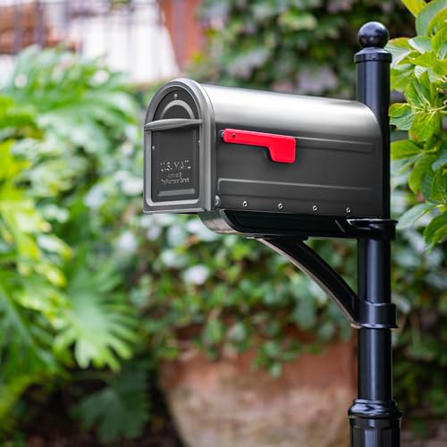 Architectural Mailboxes Mapleton™ Heavy Duty Steel Metal Post Mounted Mail Box for Outside, Graphite, Large Curbside Mailbox with Magnetic Latch - Image 2