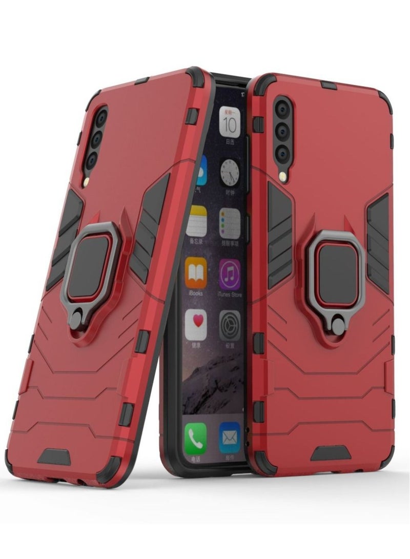 غطاء حماية للهاتف لهاتف سامسونج جالاكسي A50 / A50S / A30S مع حامل دائري أحمر - Image 3