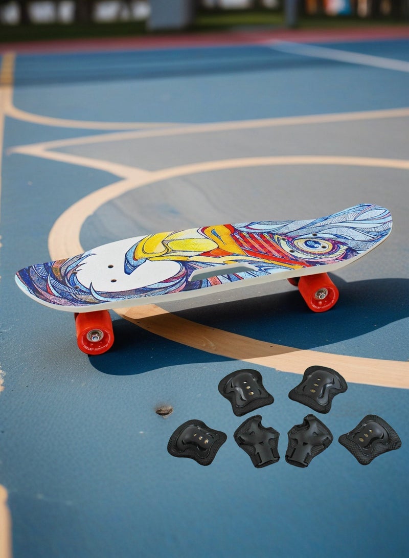 إيزي فيتشور لوح تزلج كامل للأطفال من EASY FUTURE - لوح قصير Penny Board Cruiser للشباب من سن 6 إلى 12 عامًا، والمراهقين والمبتدئين الذين يتعلمون التزلج، بما في ذلك مجموعة معدات الحماية - Image 5