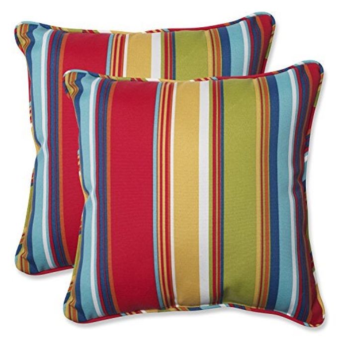 STRIPE INDOOROUTDOOR ACCENT THROW PILLOW PLUSH FILL WEATHER AND FADE RESISTANT LARGE THROW 185 X 185 REDBLUE WESTPORT 2 COUNT