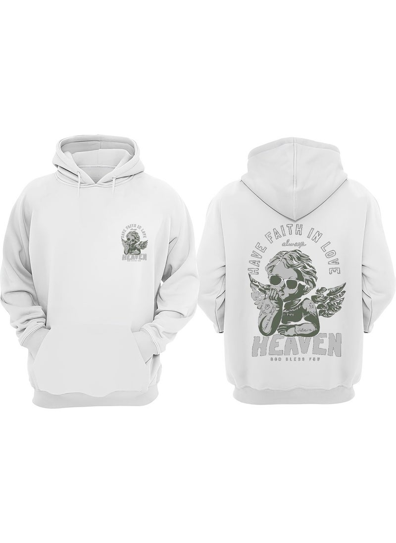 The Wert - Unisex Heaven Love Design Front Back Printed Regular Fit White Sweatshirt - Image 1
