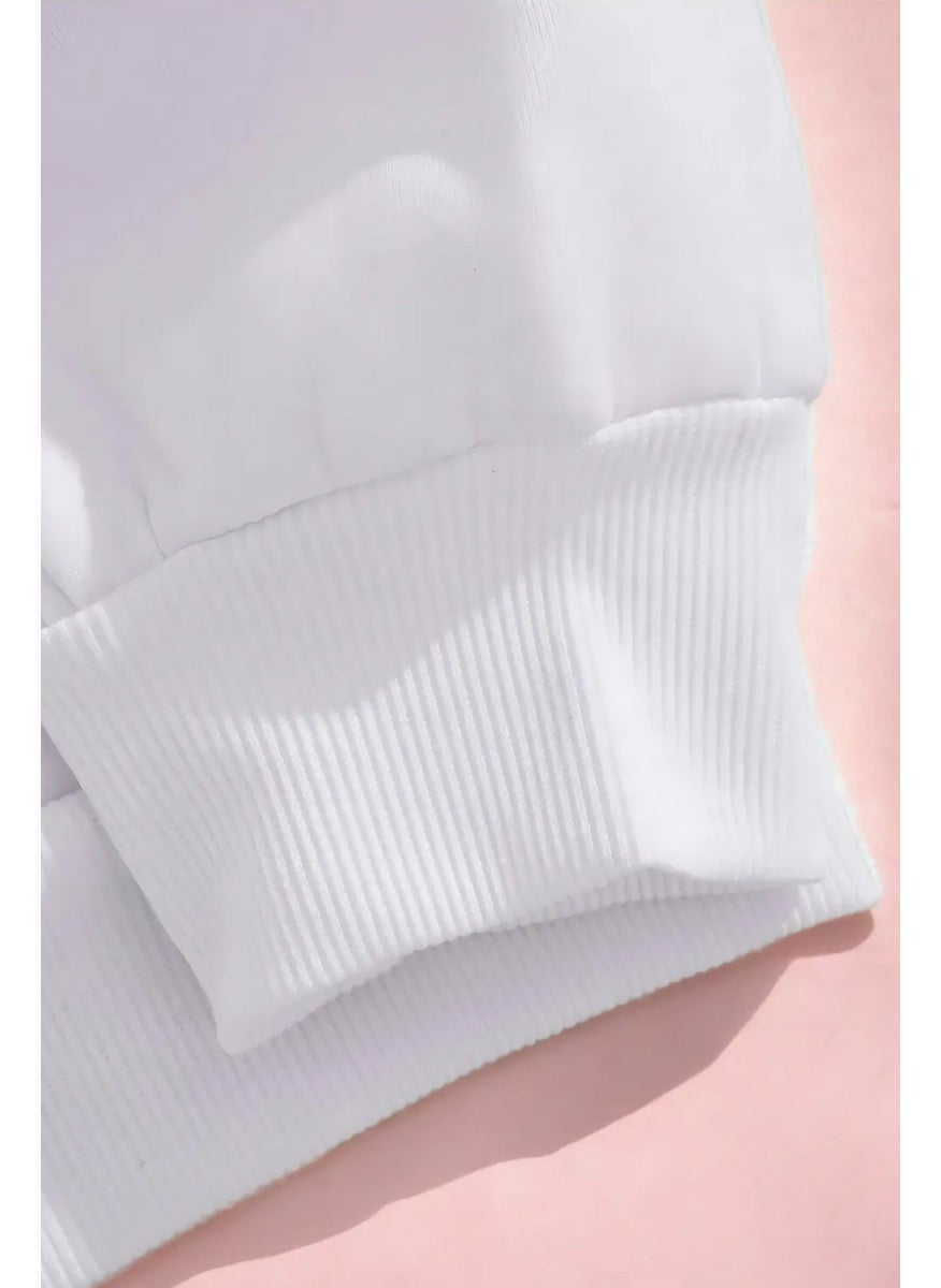 The Wert - Unisex Heaven Love Design Front Back Printed Regular Fit White Sweatshirt - Image 1