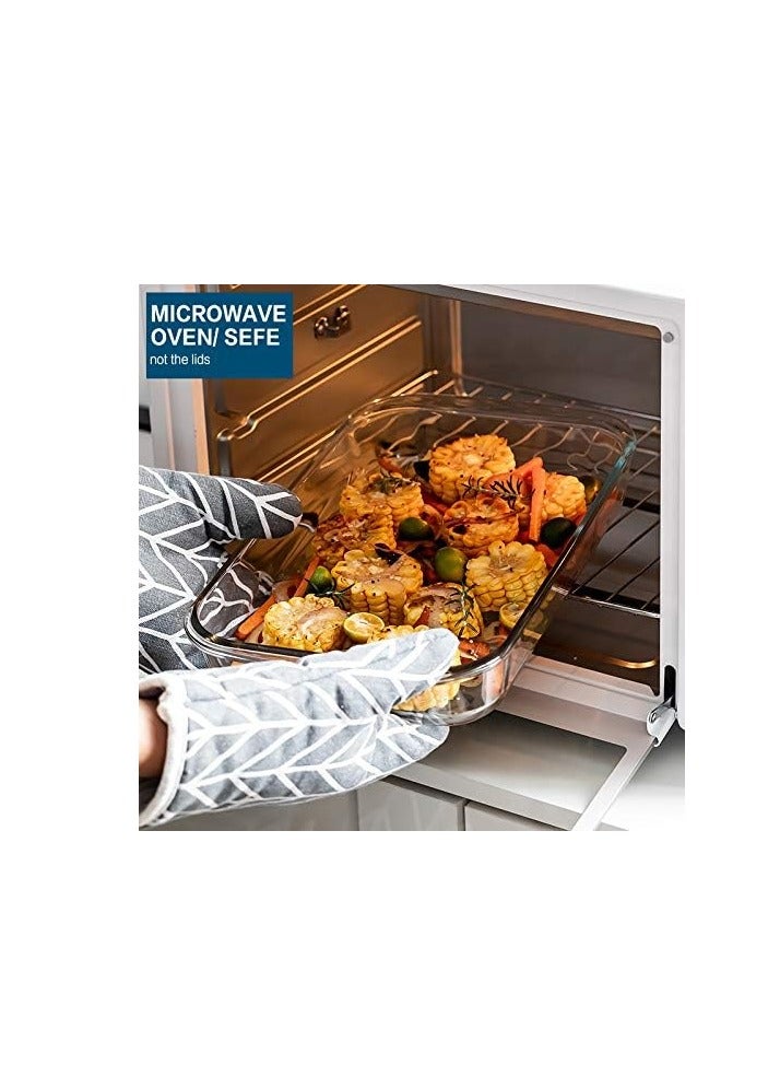 M MCIRCO 8-Piece Deep Glass Baking Dish Set with Plastic lids,Rectangular Glass Bakeware Set with Lids, Baking Pans for Lasagna, Leftovers, Cooking, Kitchen, Freezer-to-Oven and Dishwasher, Gray - Image 2
