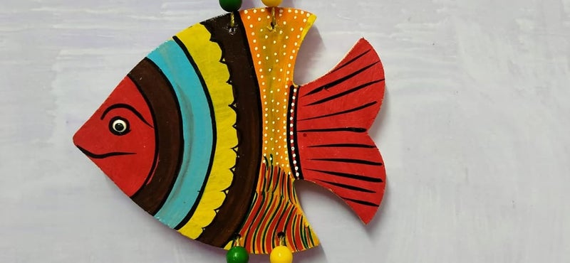NOKHWAL Fishes Hanging Handmade Hand Painted Fishes for Garden Main Door Balcony Room Wall Hanging Decoration Hanging Decorative Items for Wall Dcor for Home - Image 3