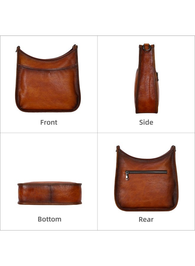 آي سوي حقيبة كروس بودي من الجلد الطبيعي من Iswee للنساء، حقيبة هوبو متوسطة الحجم، حقيبة كتف كروس بودي مع حزام بوهو (بني) - Image 4