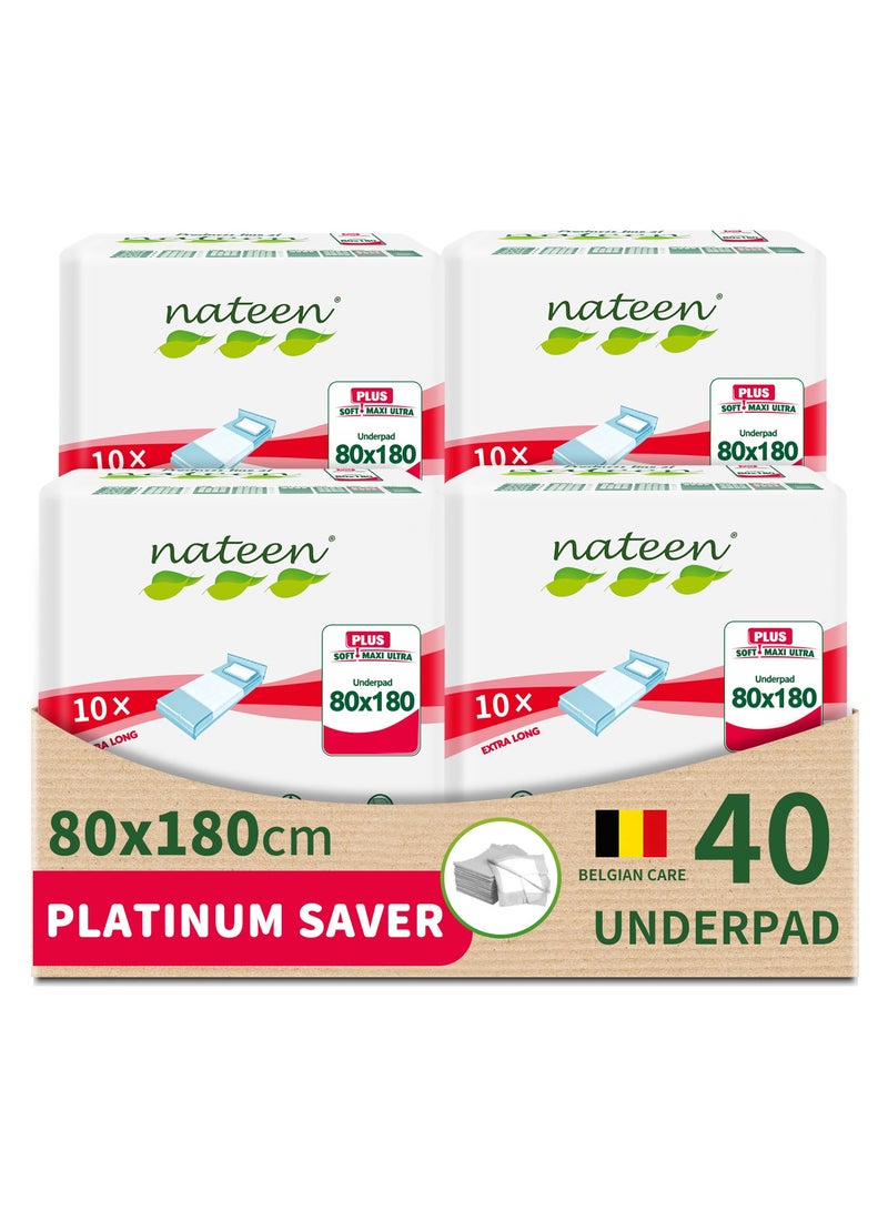 nateen Disposable Incontinence Underpads, 80 X 180 Cm, 40 Pcs Bed Pads For Mattress Furniture Sofa Chair Protector High Absorbency Mats. - Image 1